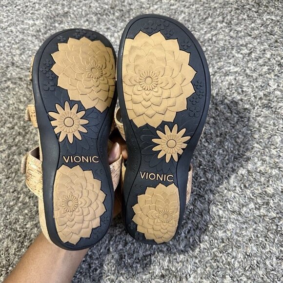 Vionic Women's Amber Backstrap Sandals w/Arch Support Gold Cork US 9 - Picture 5 of 9
